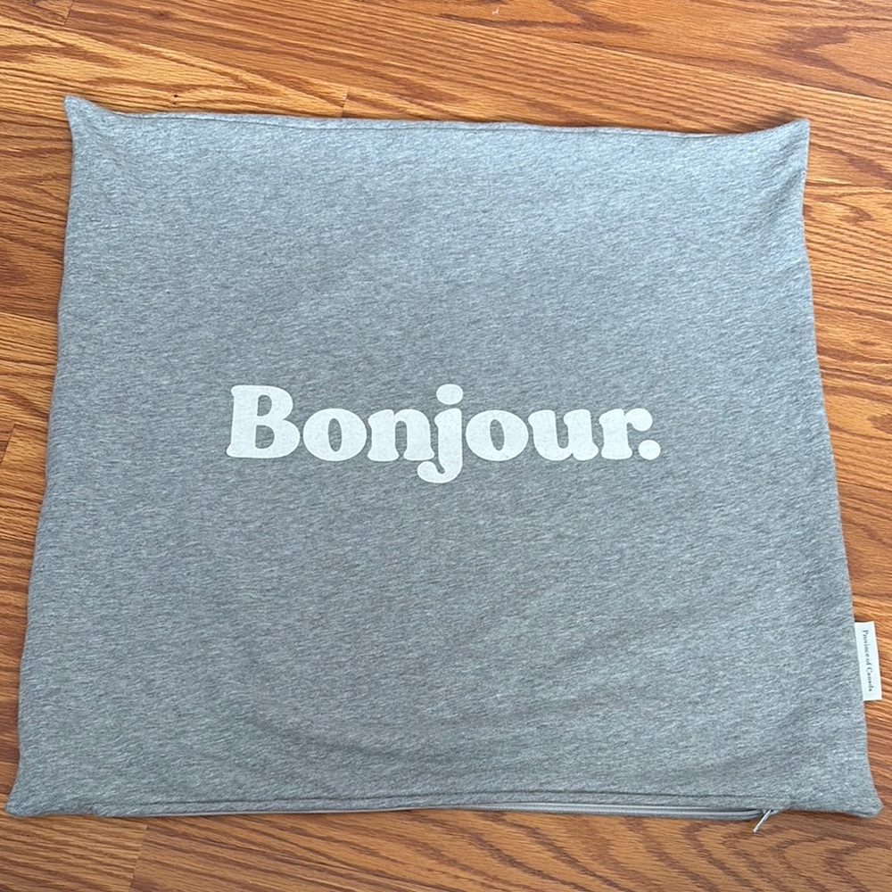 Gray Bonjour Pillow Cover
